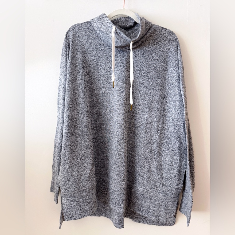Old Navy Active Heather Gray Cowl Neck Tunic Length Knot Sweater Size XXL